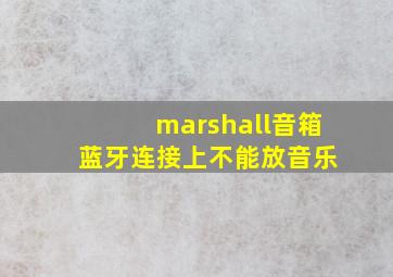 marshall音箱 蓝牙连接上不能放音乐